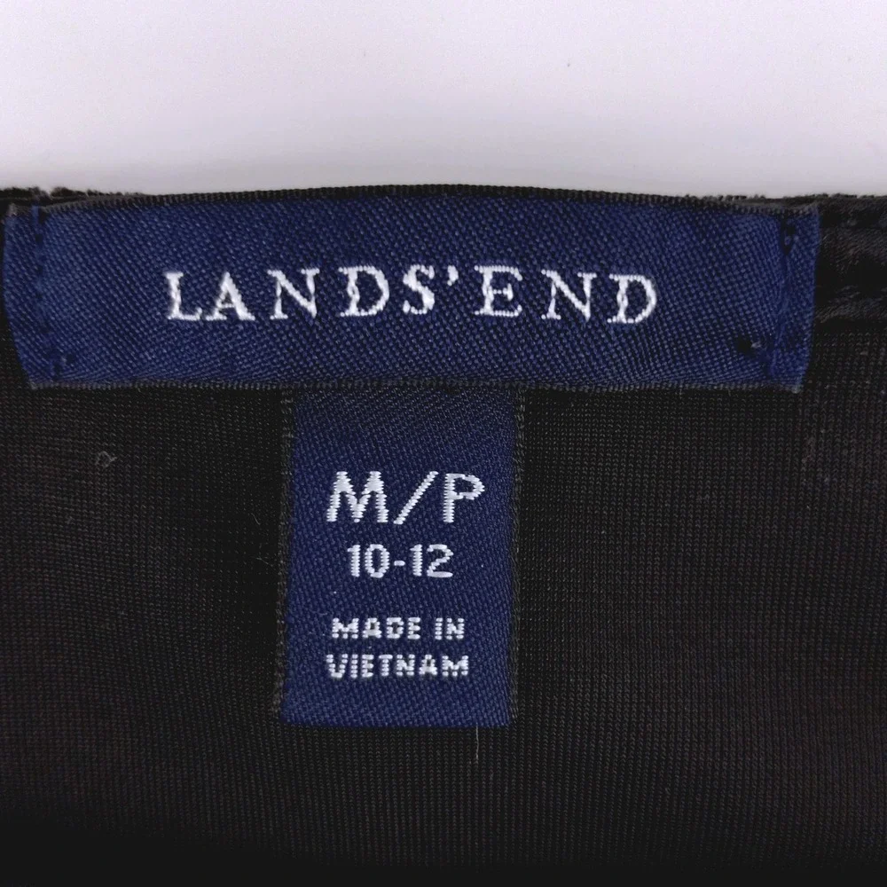 Lands End Black Velvet Short Sleeve‎ Midi Dress Size Medium - Picture 4 of 8